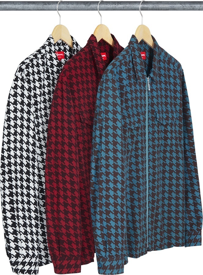 Houndstooth Flannel Zip Up Shirt